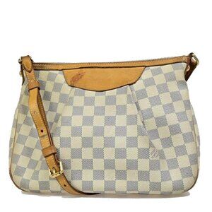 LOUIS VUITTON Siracusa PM Shoulder Bag Damier Azur Leather White N41113 82KB130